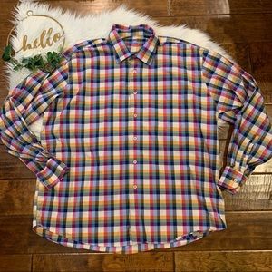 Alan Flusser Men’s Multicolor Check Long Sleeve shirt Size 2XL
